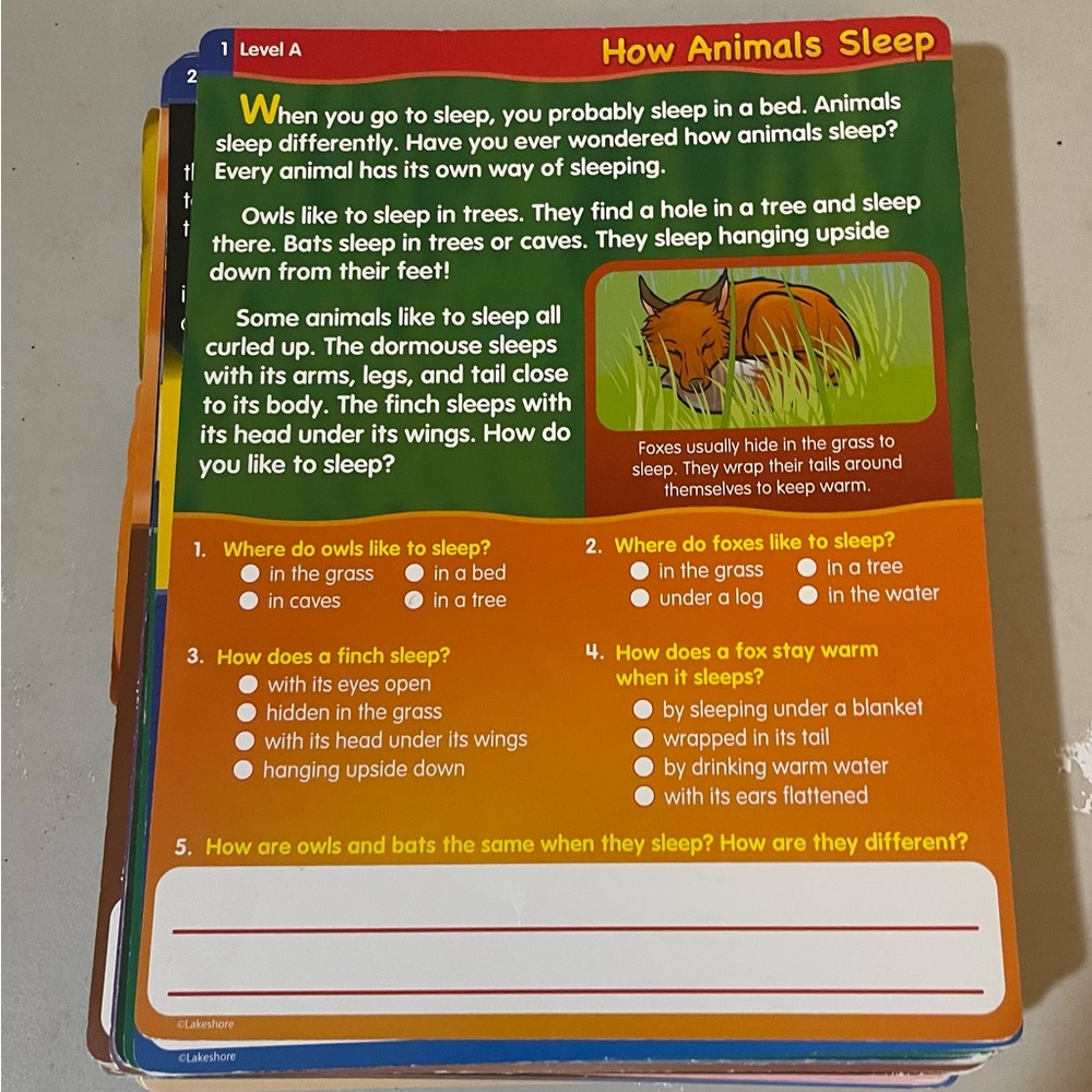 Lakeshore Nonfiction Reading Comprehension Practice Cards